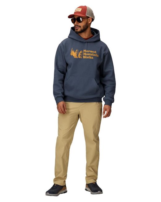 Marmot Blue Mmw Logo Fleece Pullover Hoodie Sweatshirt for men