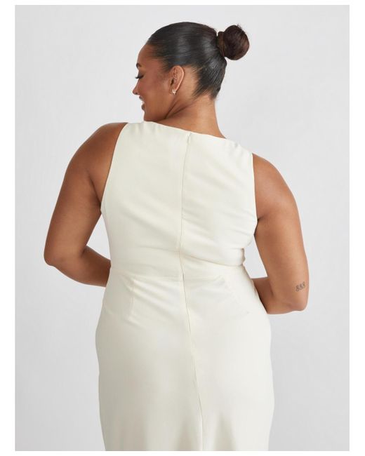 Six Stories White Cowl Front Crepe Bridesmaid Dress