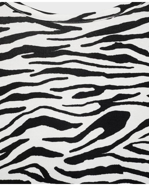 Mango White Zebra-print Fitted Midi Dress