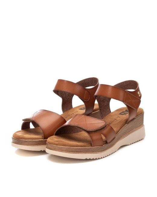 Xti Brown Low Wedge Sandals By