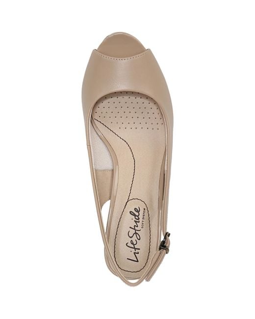 LifeStride Natural Teller Slingback Peep Toe Pumps