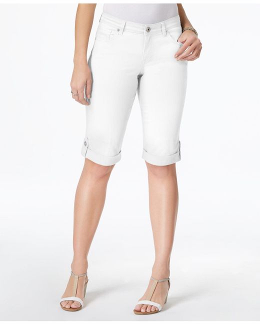 Style And Co Cuffed Denim Skimmer Shorts Created For Macys In White Lyst