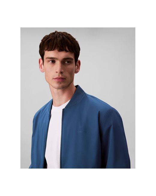 Calvin Klein Blue Logo-print Matte Bomber Jacket for men
