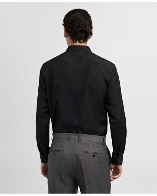Mango Black Slim-fit Cotton Poplin Dress Shirt for men