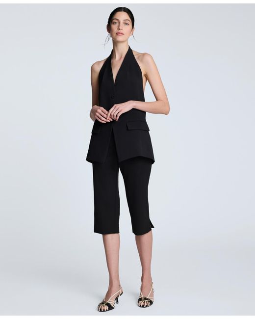 Kenneth Cole Blue Luxe Twill Three-button Halter Vest