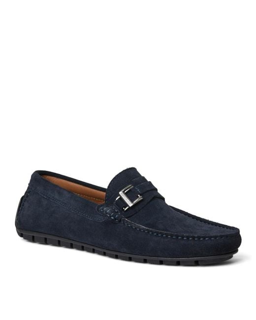 Bruno Magli Blue Xanto Leather And Suede Driving Loafers for men