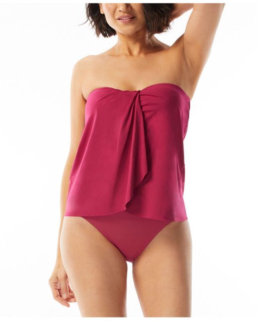 Coco Reef Contours Clarity Brasized Bandeau Tankini Top in Red Lyst