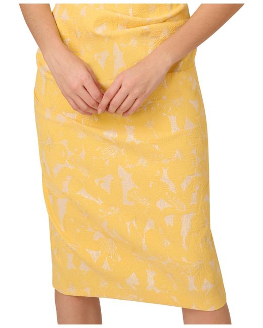 Adrianna Papell Yellow Hibiscus Jacquard Sheath Dress