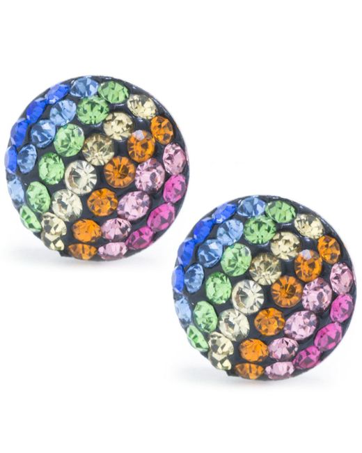 Giani Bernini Multicolor Crystal Pave Stud Earrings In Sterling Silver. Available In Clear, Blue, Gray, Red Or Multi