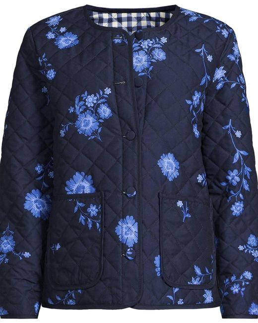 Lands' End Blue Quilted Reversible Jacket
