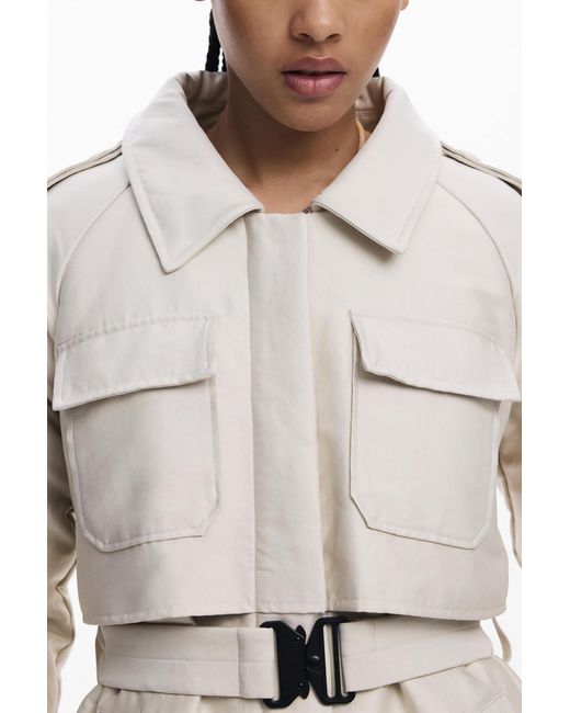 Desigual Natural Long Lightweight Padded Coat