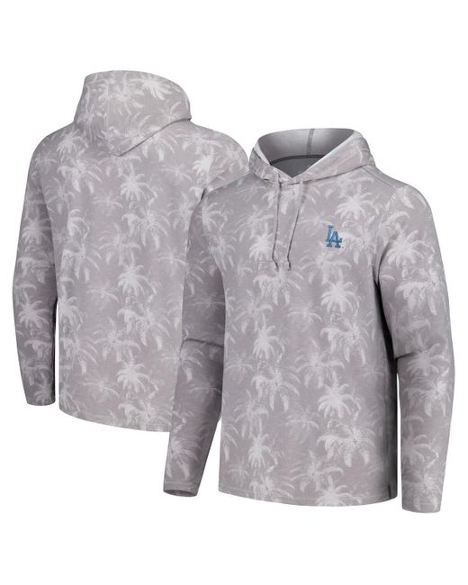 Tommy Bahama Gray Los Angeles Dodgers Palm Frenzy Hoodie Long Sleeve T-shirt for men