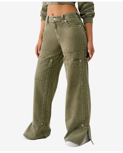 True Religion Green Bobbi Big T baggy Carpenter Jeans