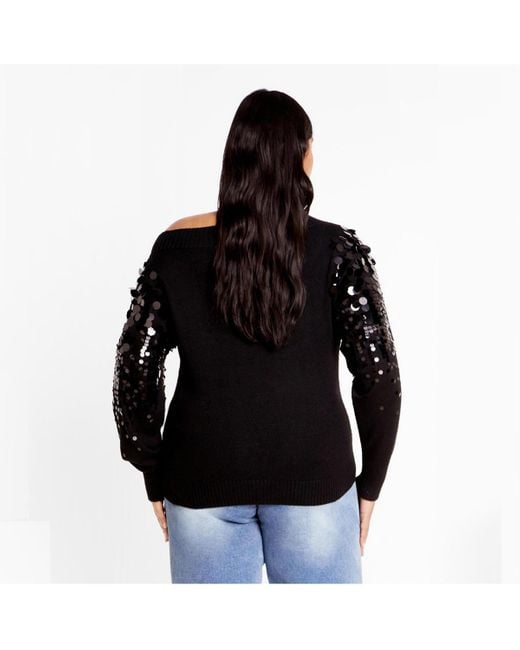 City Chic Black Plus Size Braylin Sequin Jumper