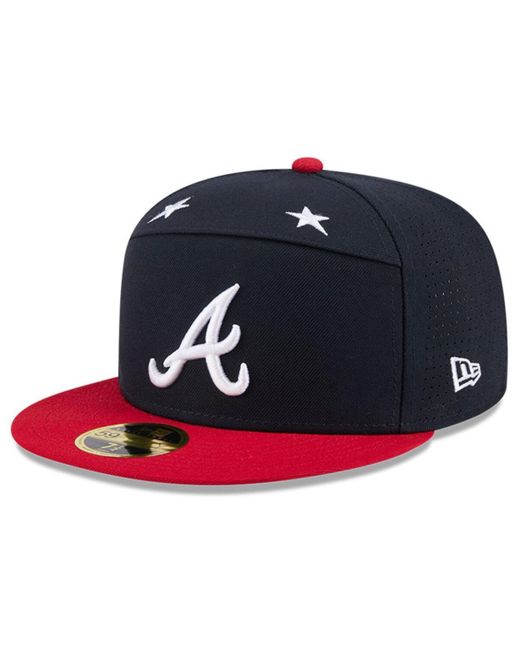 KTZ Blue Navy/red Atlanta Braves 2025 Mlb All-star Game Side Patch 59fifty Fitted Hat for men