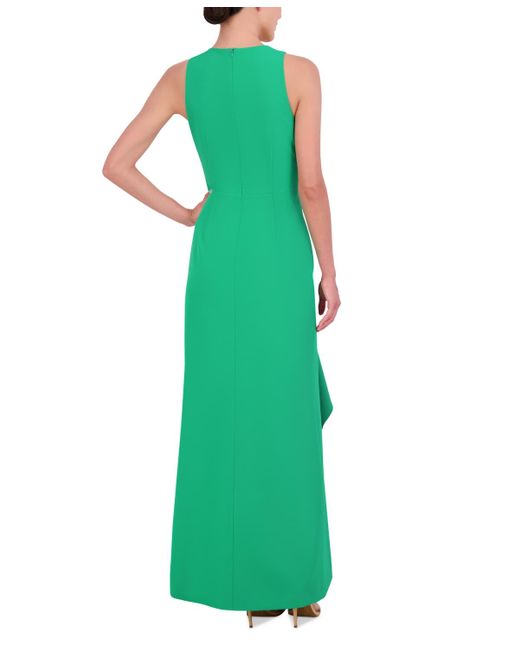 Eliza J V neck Cascading ruffle Side slit Gown in Green Lyst