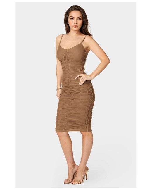 Bebe White Powermesh Midi Dress