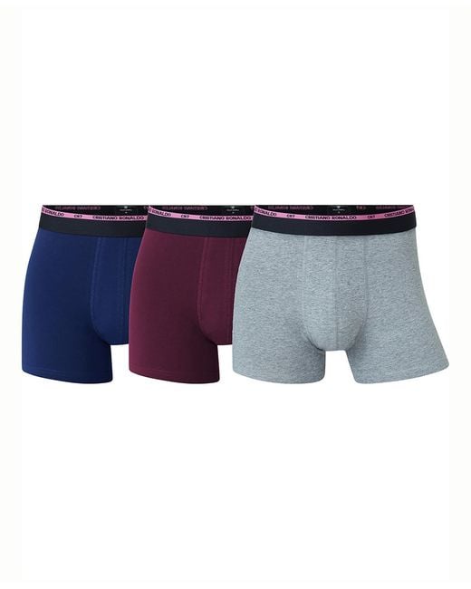 Cr7 Blue Cotton Blend Trunks for men