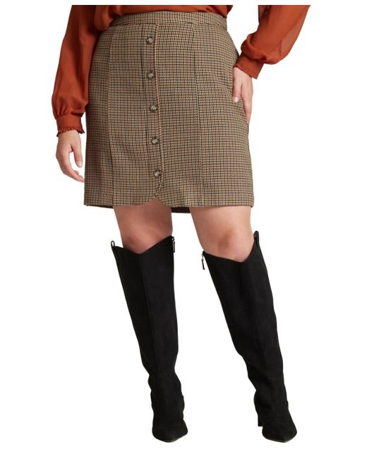Eloquii Brown Plus Size Button Up Mini Skirt