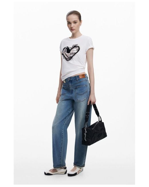 Desigual White Medium 3d Embossed Bag