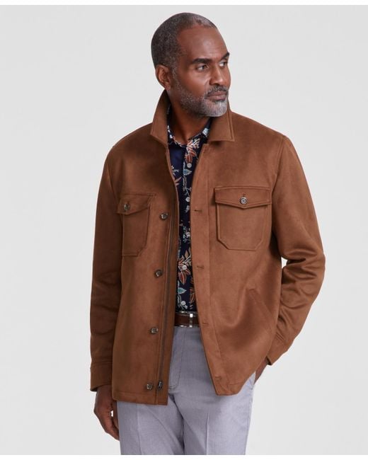 Club Room Men's Brown Faux-suede Jacket