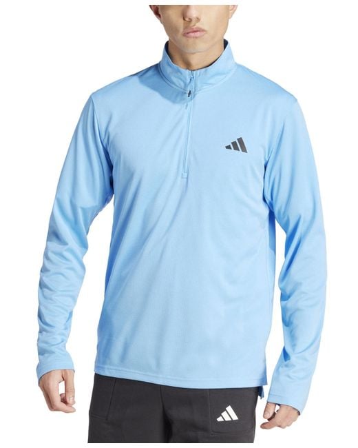 Adidas Blue Essentials Training Quarter-zip Long-sleeve Top for men