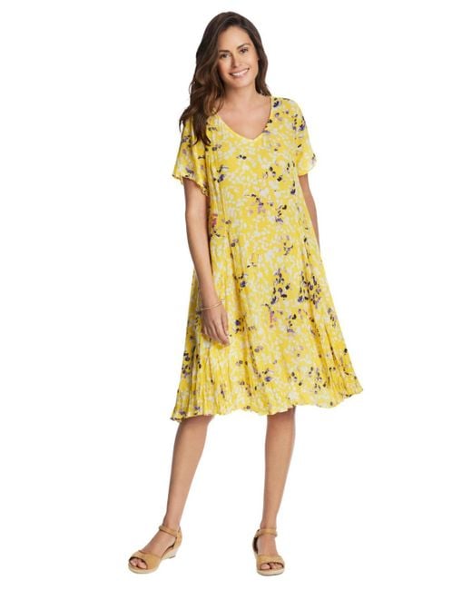 Woman Within Yellow Plus Size Within Short Crinkle Dress