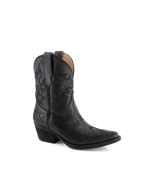 Forastero Black Western Leather Booties