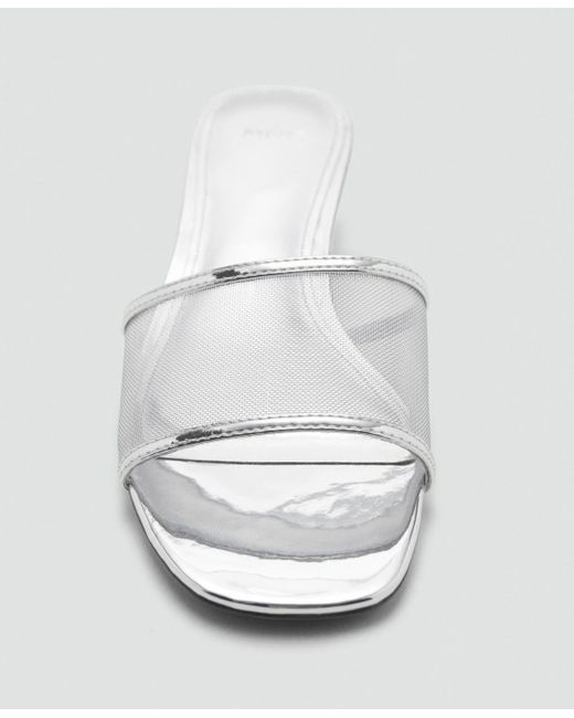 Mango White Mesh Strap Kitten Sandals
