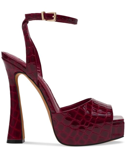 Steve Madden Red Sass Two-piece Platform High-heel Dress Sandals