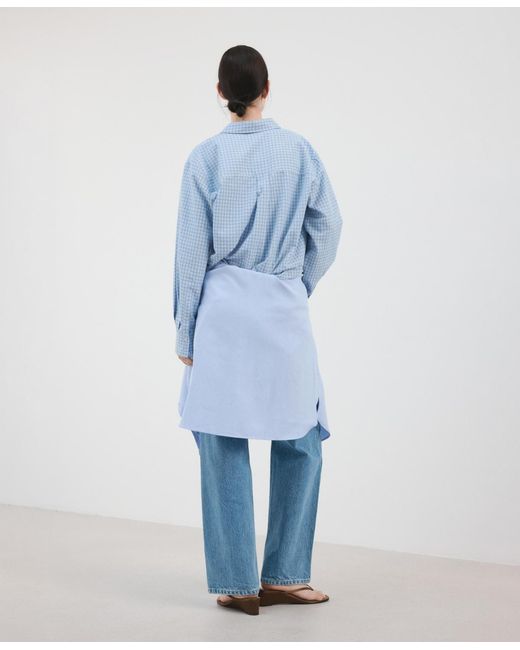 Mango Blue Straight Checked Shirt