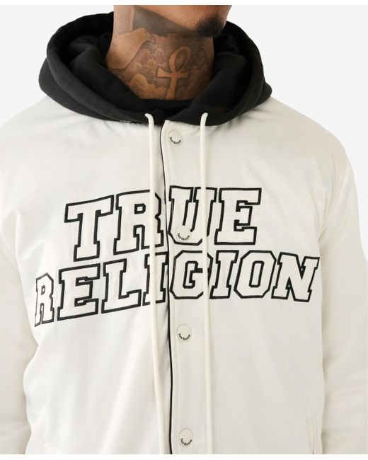 True Religion White Reversible Bomber Jacket for men