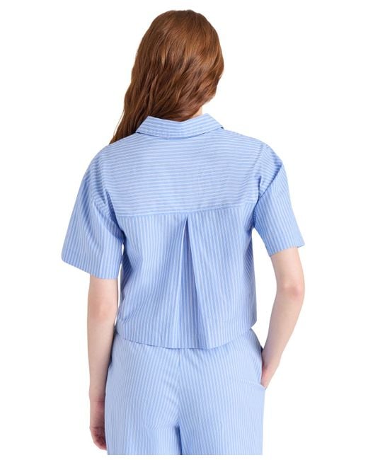 Steve Madden Blue Tula Striped Button-front Shirt