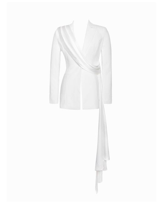 Miss Circle White Vandra Draping Blazer Jacket