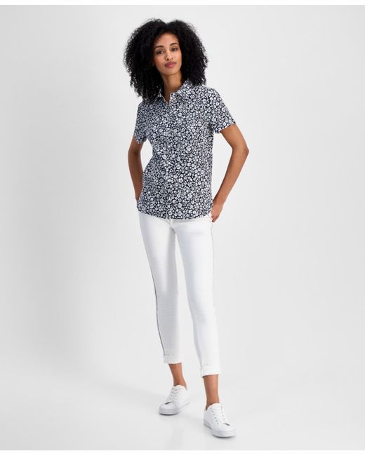 Tommy Hilfiger Blue Ditsy-print Cotton Camp Shirt