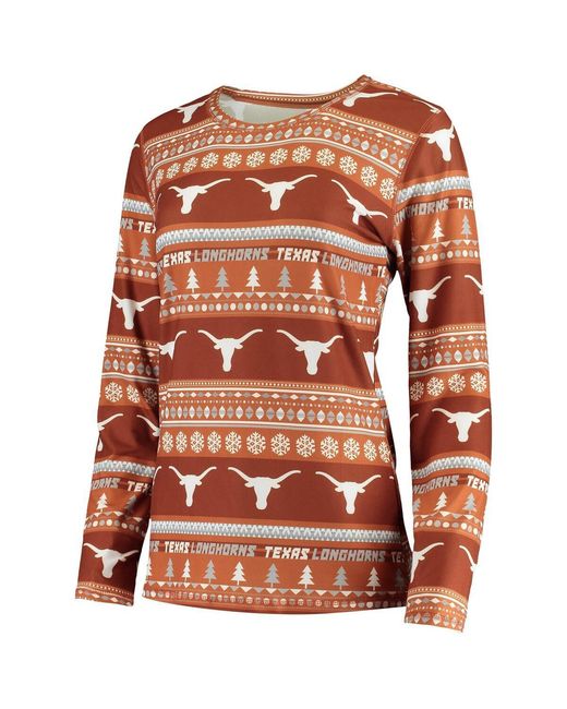 Concepts Sport Orange Texas Texas Longhorns Holiday Long Sleeve Top Pants Sleep Set