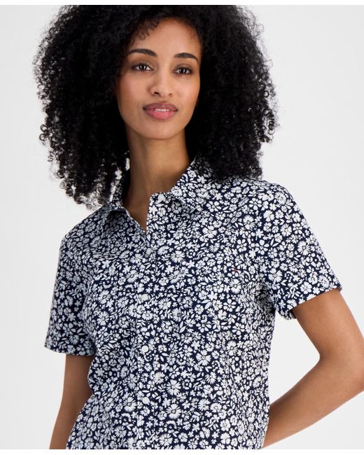 Tommy Hilfiger Blue Ditsy-print Cotton Camp Shirt