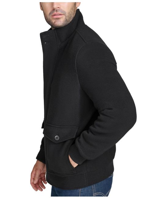 Cole Haan Black Stand-collar Long-sleeve Bomber Jacket for men