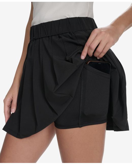 Starter Black Solid-color Pleated Stretch Pull-on Skort