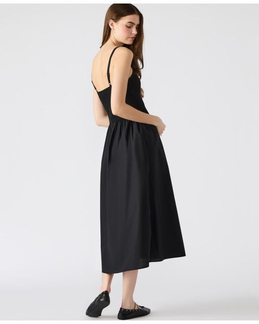 Steve Madden Black Codie Cotton Smocked Midi Dress