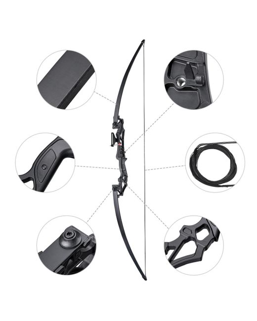 Yescom White Recurve Bow Set Takedown Arrow Archery Hunting Right Hand Longbow Shooting Kit