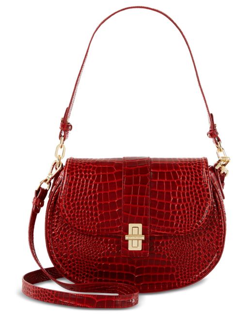 Brahmin Cynthia Glissandro Small Embossed Leather Shoulder Bag in Red ...
