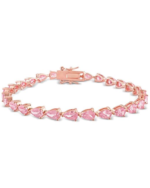 Macy's Pink Lab-grown Pear Shape Tennis Bracelet (13-1/2 Ct. T.w.