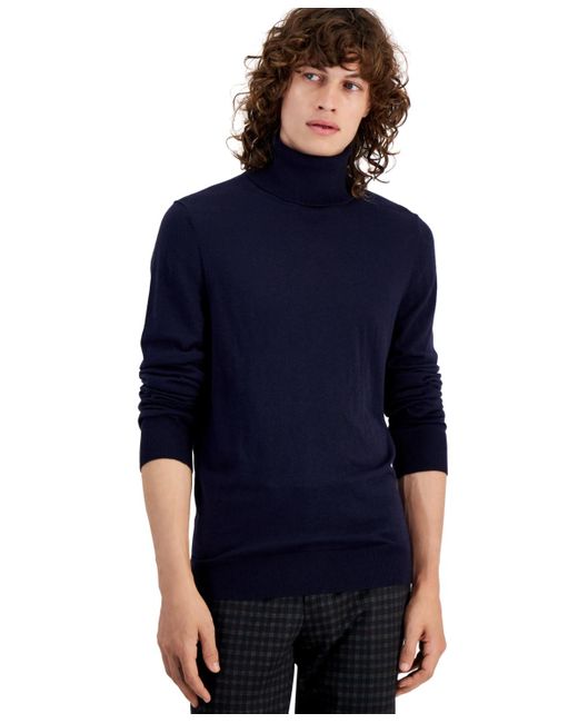 Paisley & Gray Blue Fine-gauge Turtleneck Sweater for men