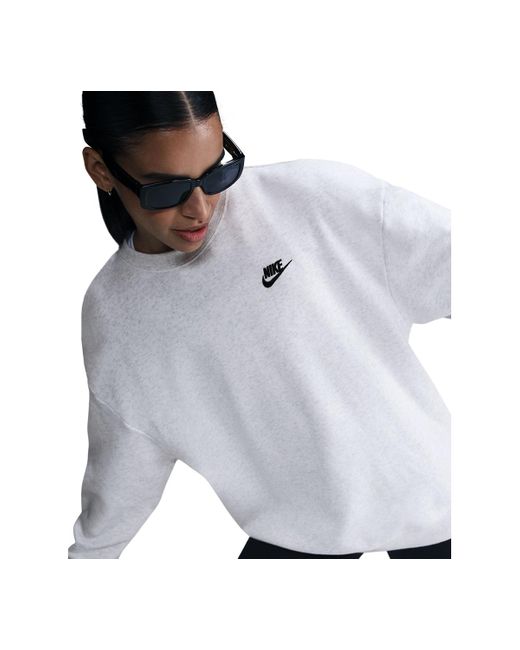 Nike White Sportswear Club Fleece Loose Crewneck Sweatshirt