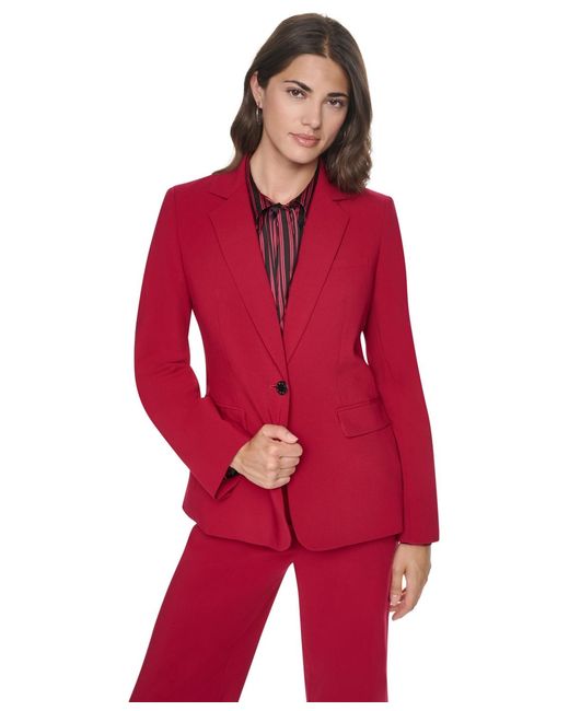 DKNY Red Petite Lined 1-button Blazer