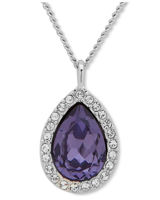 Givenchy Blue Stone & Crystal Halo Pendant Necklace