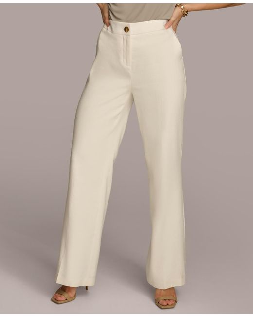 Donna Karan Natural Linen-blend Straight-leg Pants