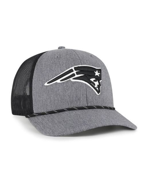 '47 Gray Heather Charcoal New England Patriots Carbon Rope Trucker Adjustable Hat