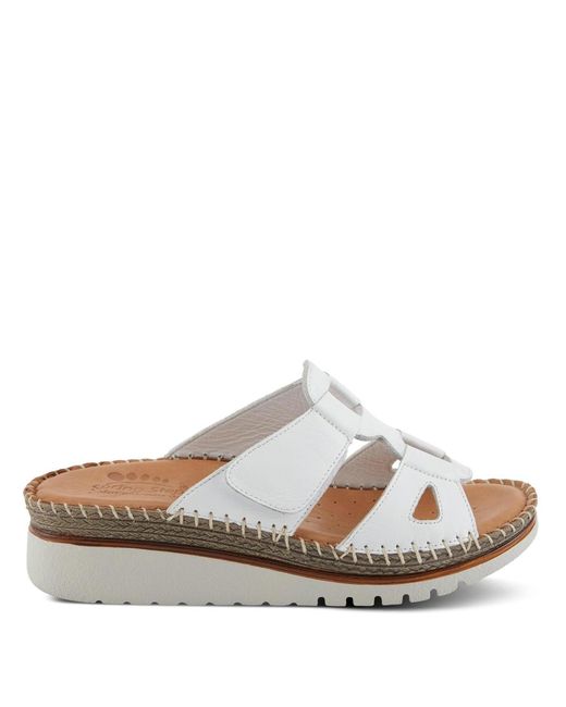 Spring Step White Montera Leather Slide